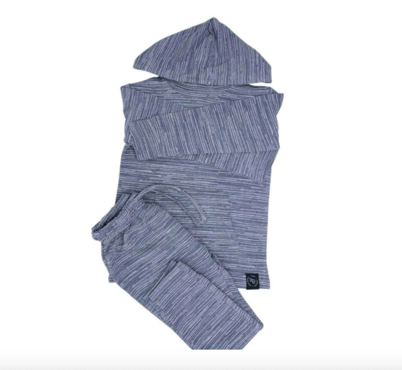 Sweet Bamboo French Terry Jogger and Hoodie Set in Charcoal Chalk Lines Pattern | HONEYPIEKIDS 