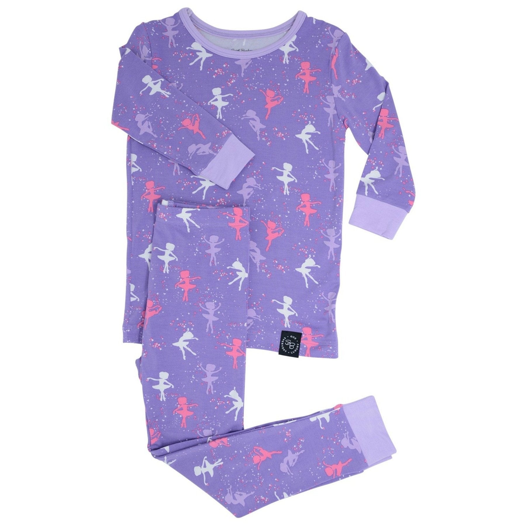 Sweet Bamboo Long Sleeve & Long Pant Pajamas In BALLERINA Pattern | HONEYPIEKIDS 