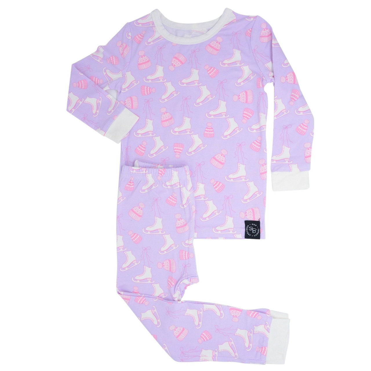Sweet Bamboo Long Sleeve & Long Pant Pajamas In Ice Skating Pattern | HONEYPIEKIDS 