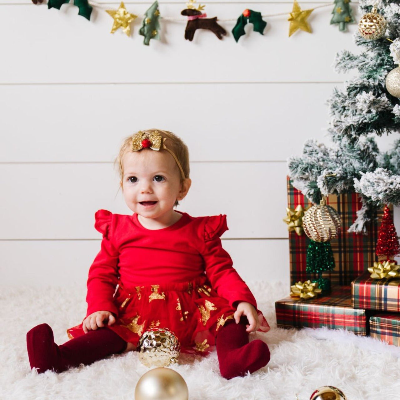 Sweet Wink Baby Girls Holiday Sequin Reindeer Tutu Bodysuit | HONEYPIEKIDS 