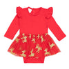 HONEYPIEKIDS | Sweet Wink Baby Girls Red & Gold Holiday Sequin Reindeer Tutu Bodysuit