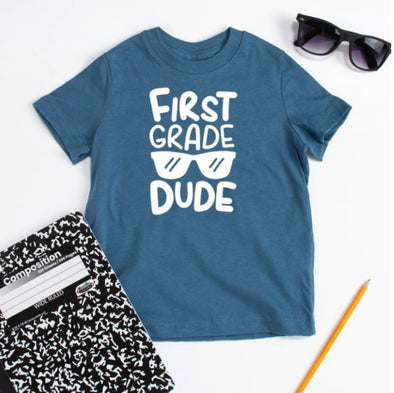 Sweet Wink Boys Blue FIRST GRADE DUDE S/S Shirt | HONEYPIEKIDS | Kids Boutique Clothing