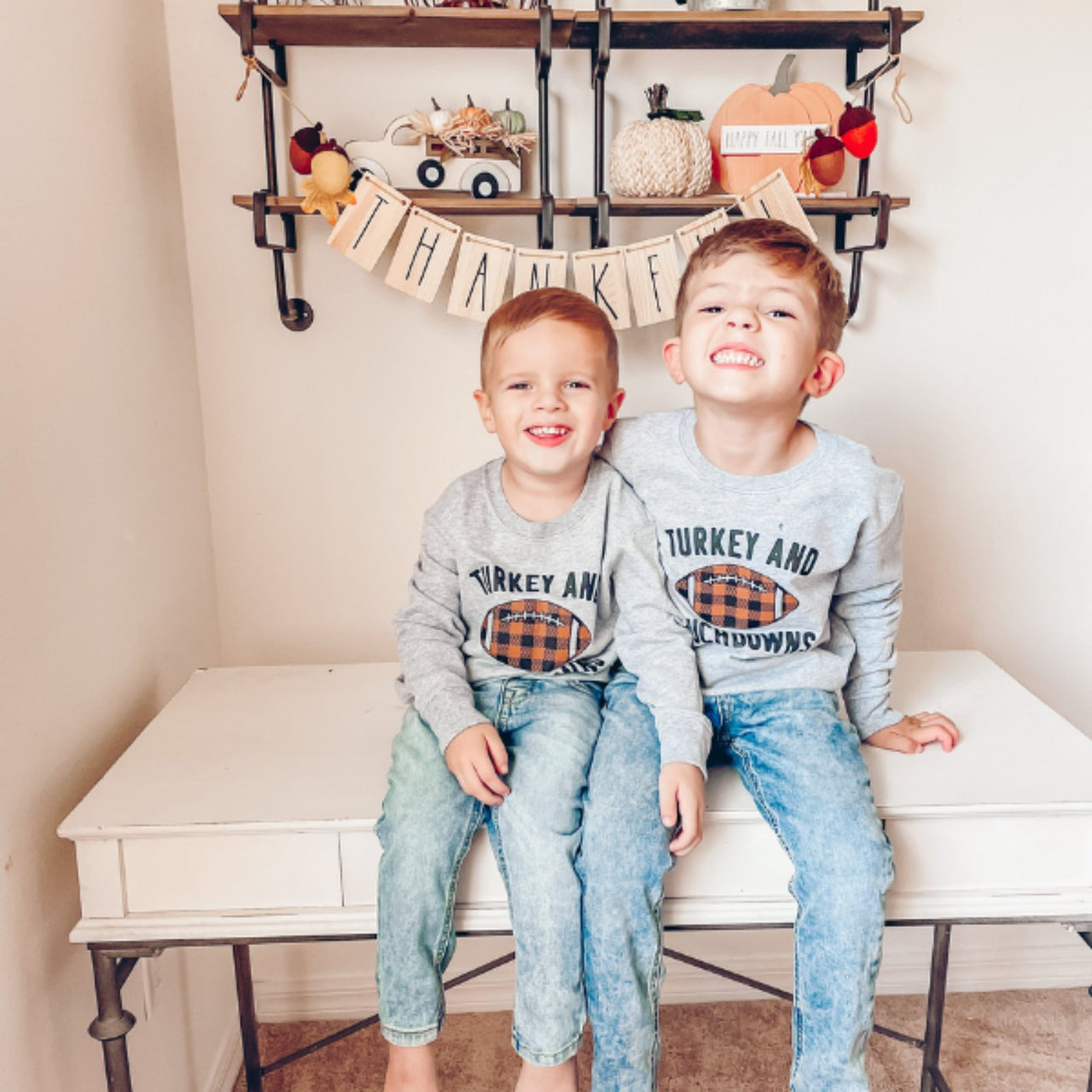 Sweet Wink Boys Grey TURKEY and TOUCHDOWNS Sweatshirt | HONEYPIEKIDS 