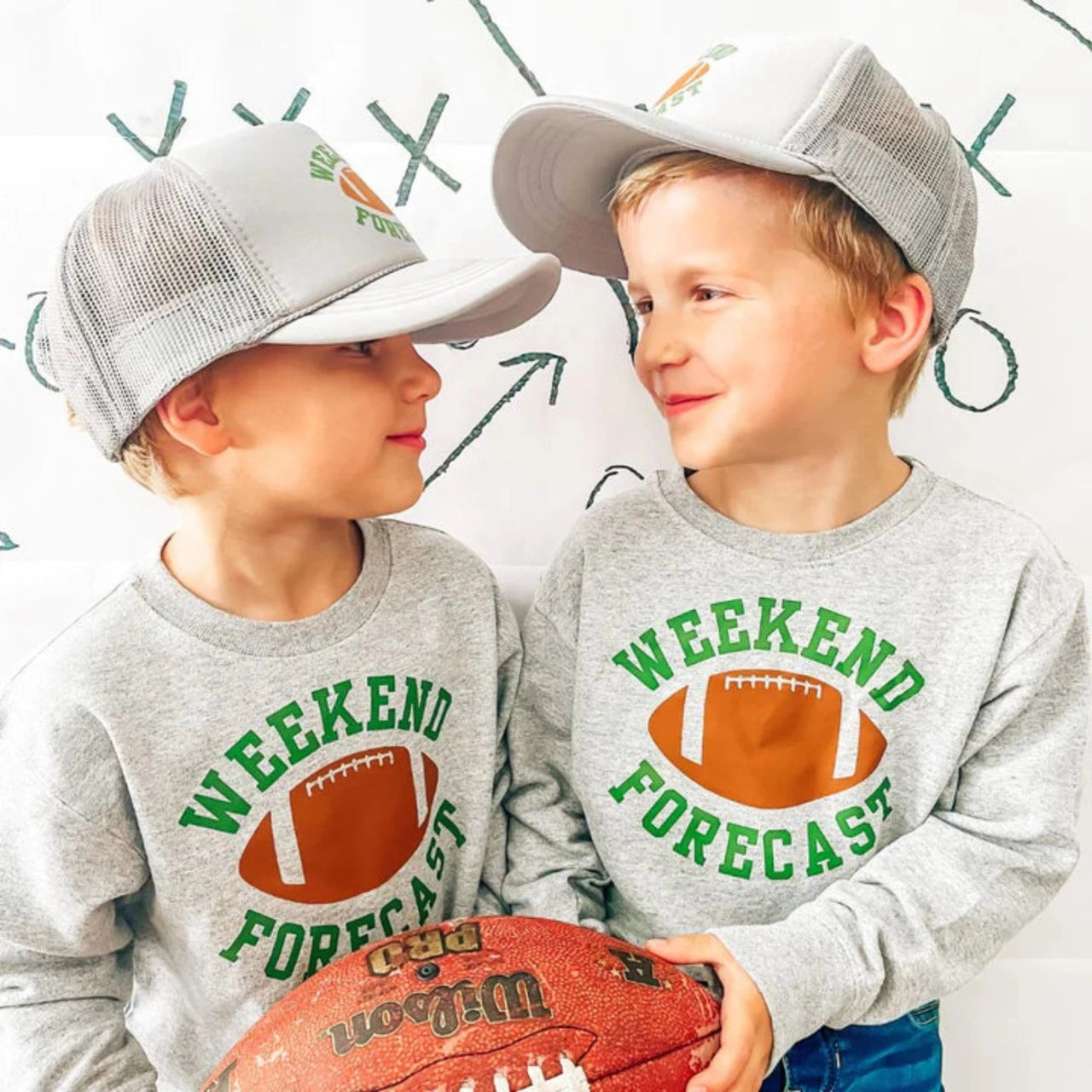 Sweet Wink Boys Grey WEEKEND FORECAST Football Sweatshirt | HONEYPIEKIDS 