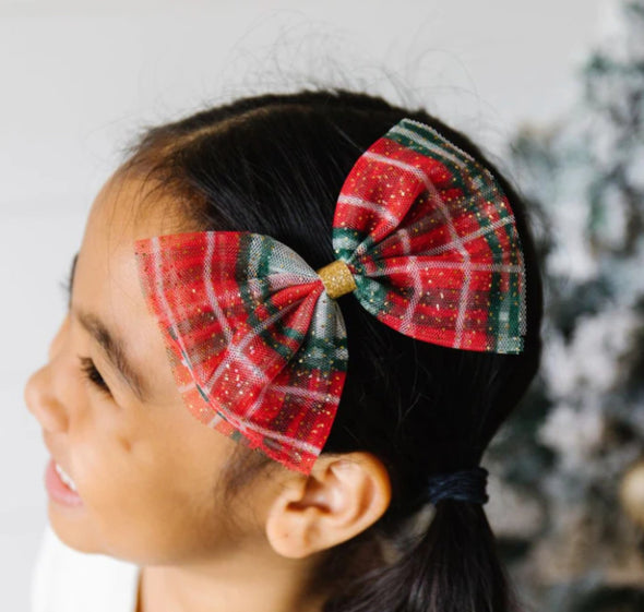 HONEYPIEKIDS | Sweet Wink Girls Christmas Plaid Hair Bow Clip
