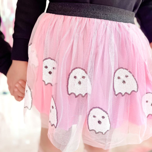 HONEYPIEKIDS | Sweet Wink Girls Halloween GHOST Tutu Skirt | Kids Halloween Clothing