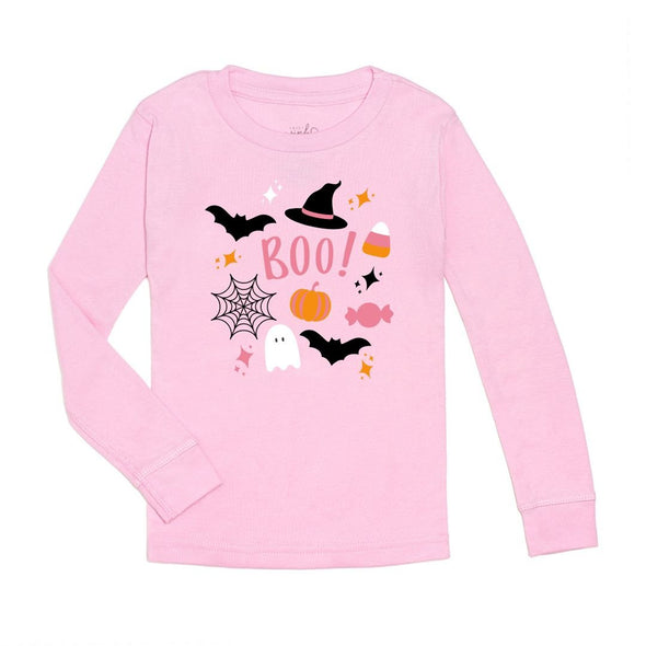 HONEYPIEKIDS | Sweet Wink Girls Pink HALLOWEEN DOODLE L/S Shirt