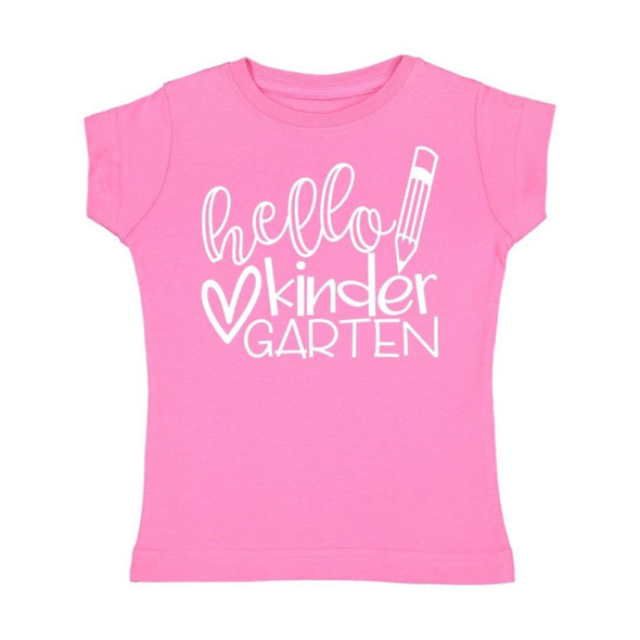 Sweet Wink Girls Pink HELLO KINDERGARTEN S/S Shirt | HONEYPIEKIDS | Kids Boutique Clothing