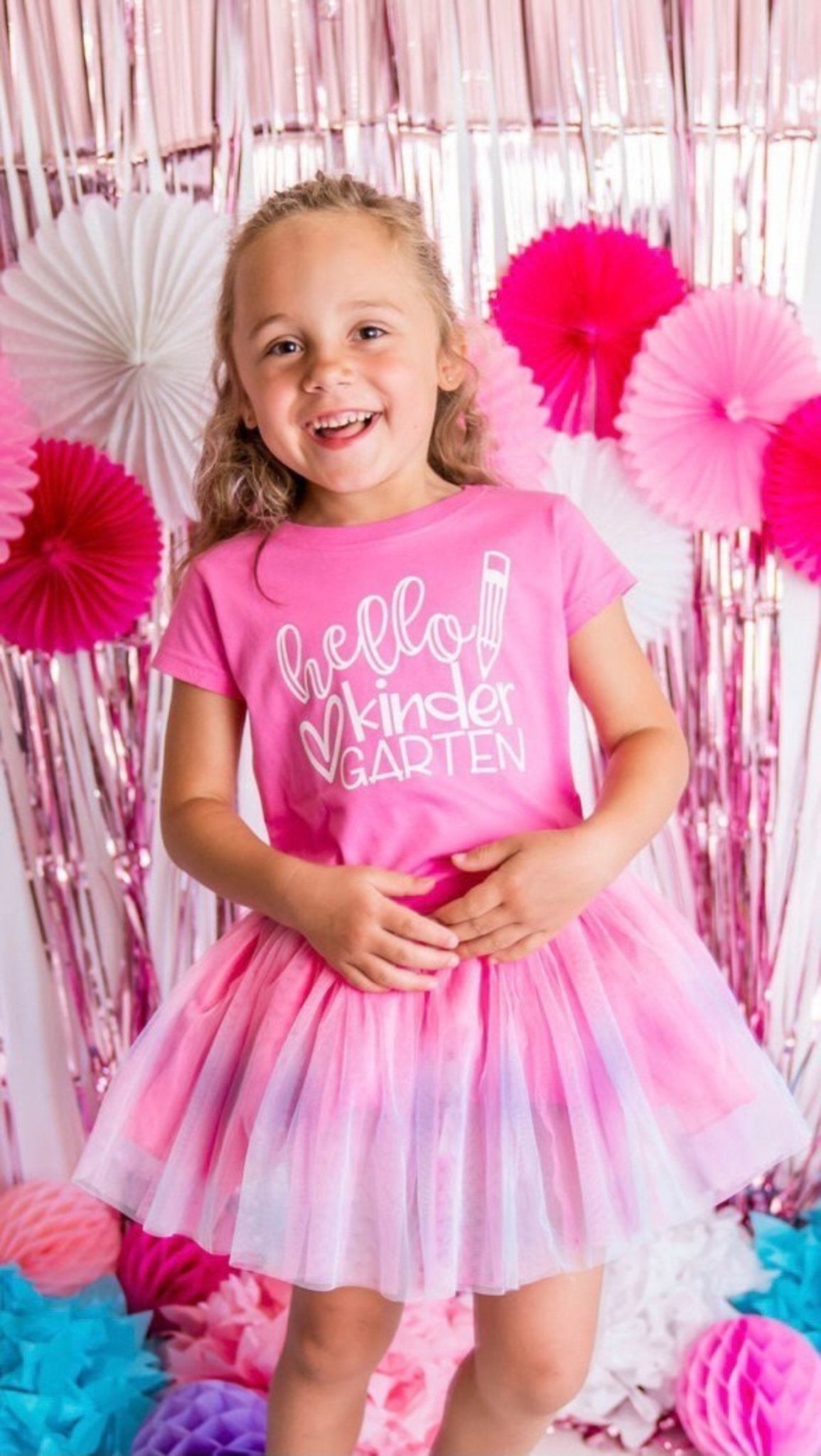 Sweet Wink Girls Pink HELLO KINDERGARTEN S/S Shirt | HONEYPIEKIDS 