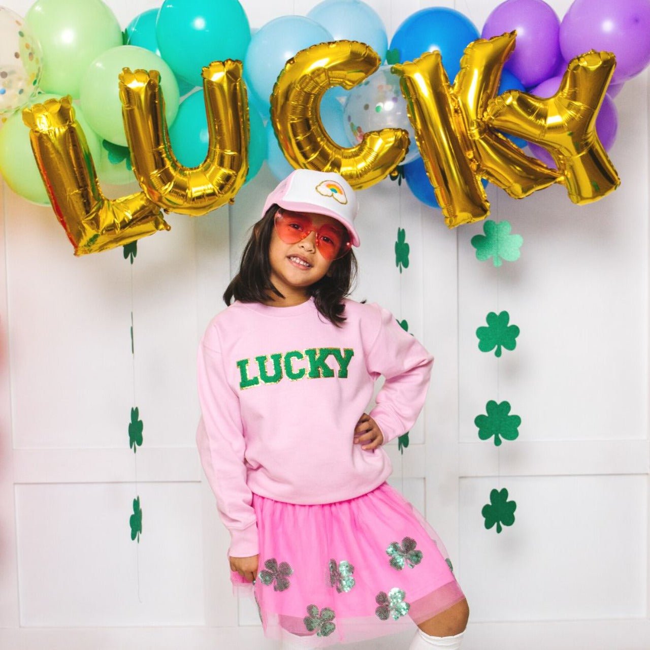 Sweet Wink Girls Pink LUCKY Patch Sweatshirt | HONEYPIEKIDS 