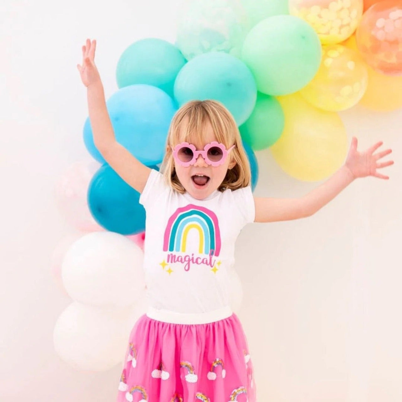 Sweet Wink Girls Pink Magical Rainbow Tutu Skirt | HONEYPIEKIDS 