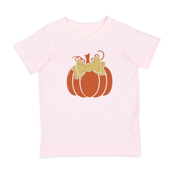 HONEYPIEKIDS | Sweet Wink Girls Pink Pumpkin Bow S/S T-Shirt