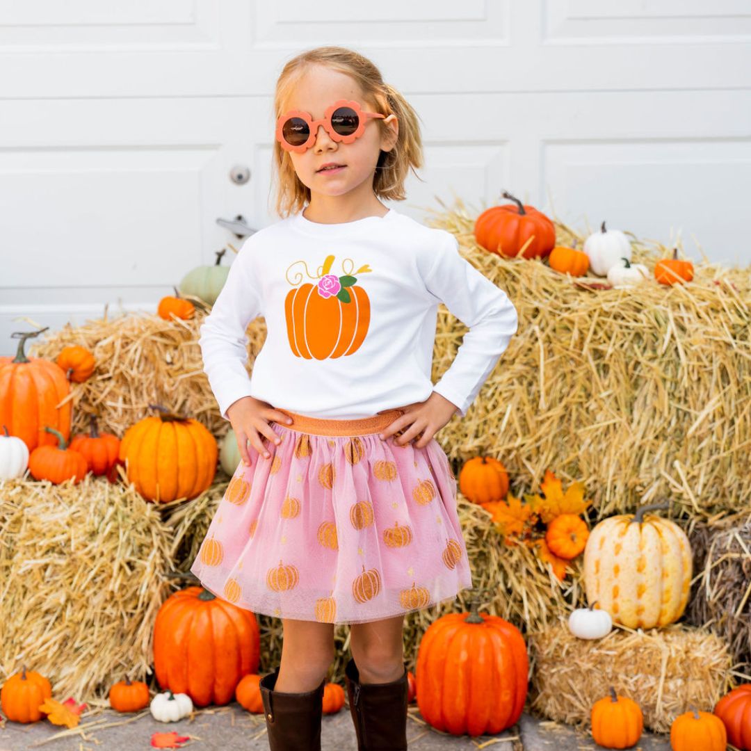 Sweet Wink Girls Pumpkin Glitter Tutu Skirt | HONEYPIEKIDS 