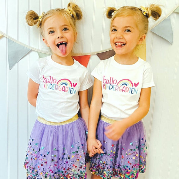 Sweet Wink Girls S/S White HELLO KINDERGARTEN Shirt | HONEYPIEKIDS | Kids Boutique Clothing