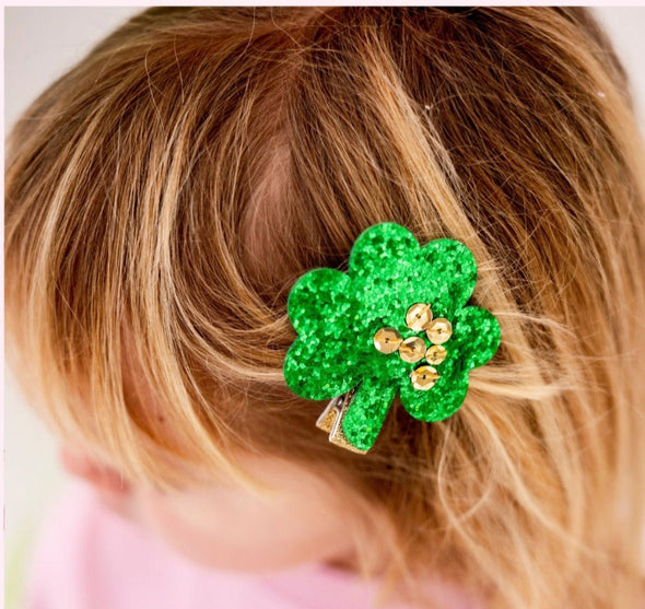 Sweet Wink Green Shamrock Hair Clip | HONEYPIEKIDS | Kids Boutique Clothing