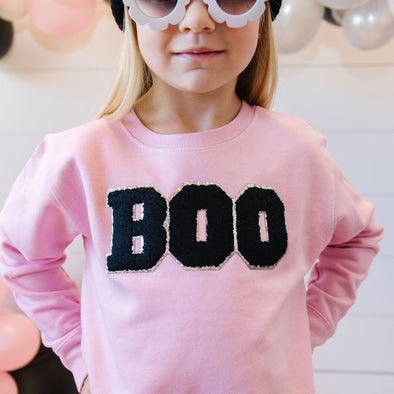 HONEYPIEKIDS | Sweet Wink Halloween Girls Pink BOO Sweatshirt