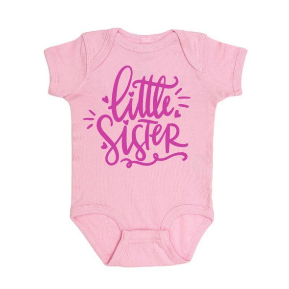 Sweet Wink INFANT Girls Pink LITTLE SISTER S/S Bodysuit | HONEYPIEKIDS | Kids Boutique Clothing