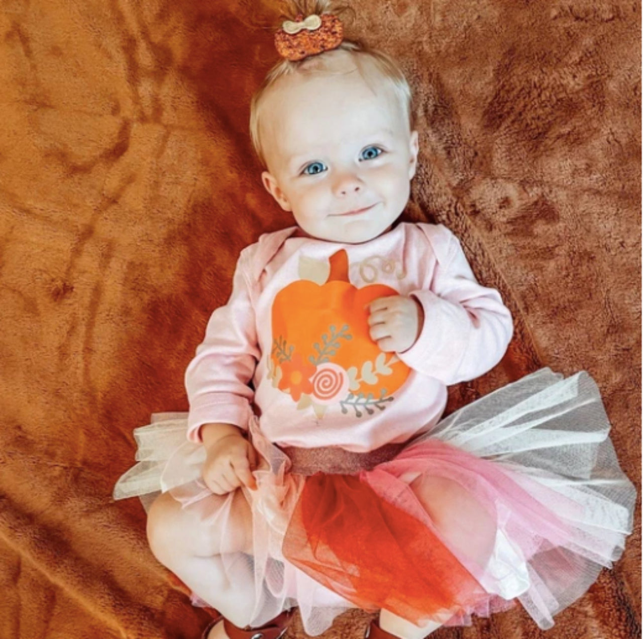 Sweet Wink Infant Girls Pumpkin Flower L/S Bodysuit | HONEYPIEKIDS 