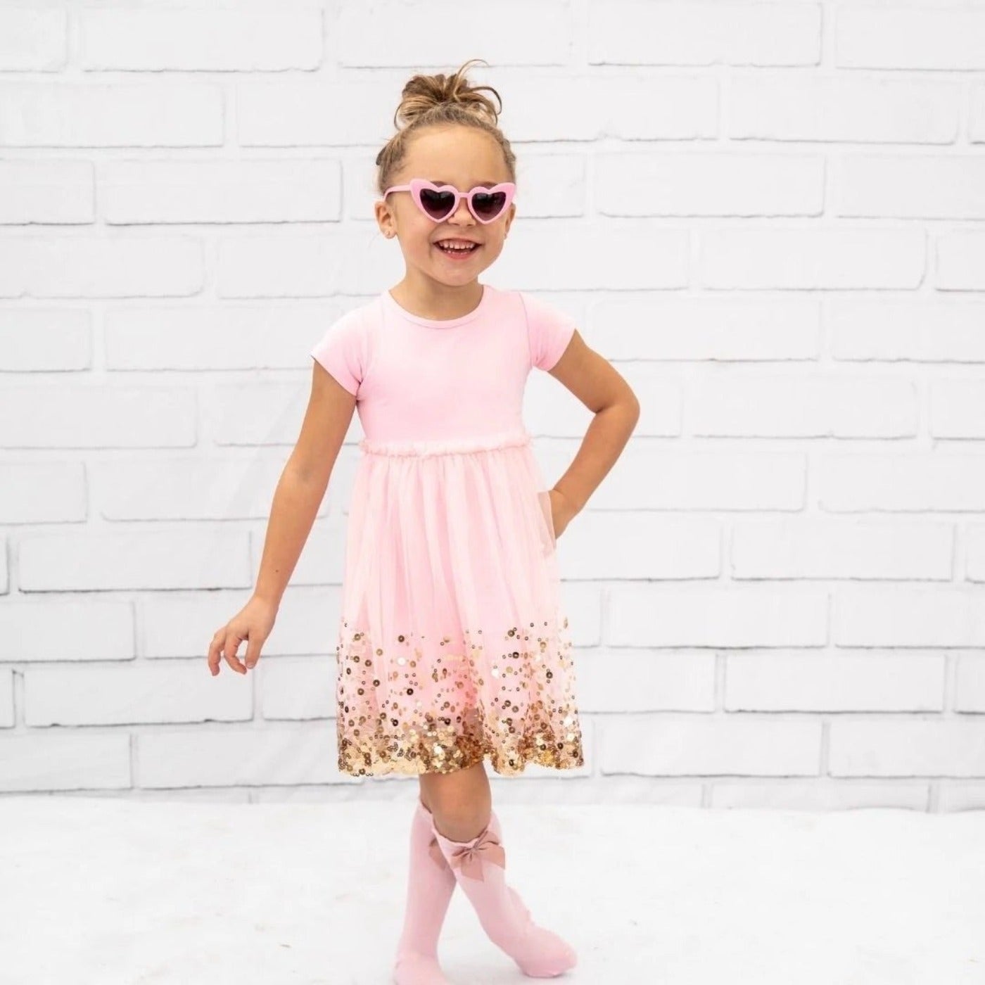 Sweet Wink Infant to Youth Girls Gold Blush Sequin Dress | HONEYPIEKIDS 