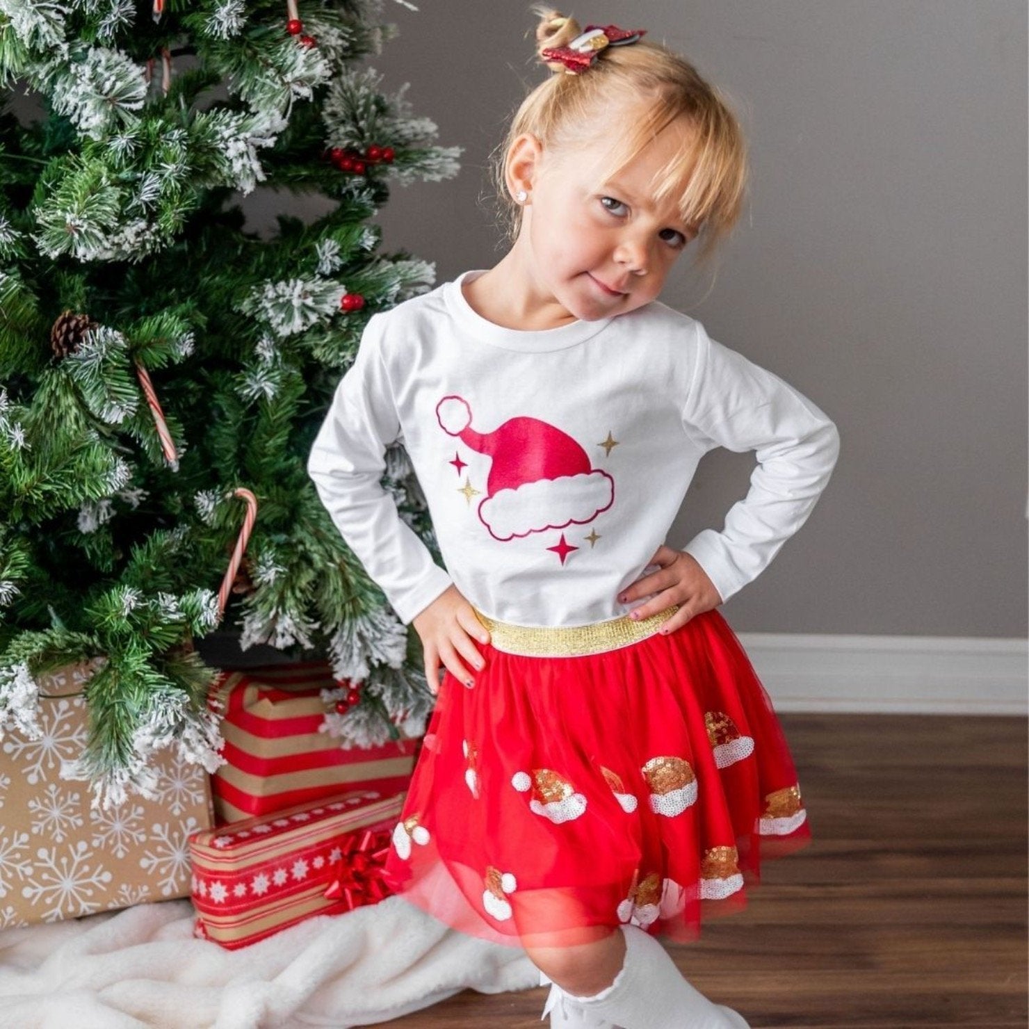 Sweet Wink Girls SANTA HAT Tutu Skirt | HONEYPIEKIDS 