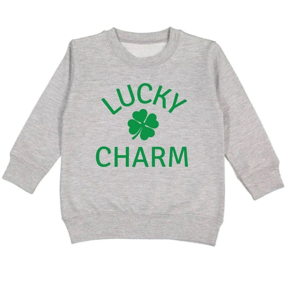 Sweet Wink Toddler To Youth Boys & Girls Gray LUCKY CHARM Sweatshirt | HONEYPIEKIDS | Kids Boutique Clothing