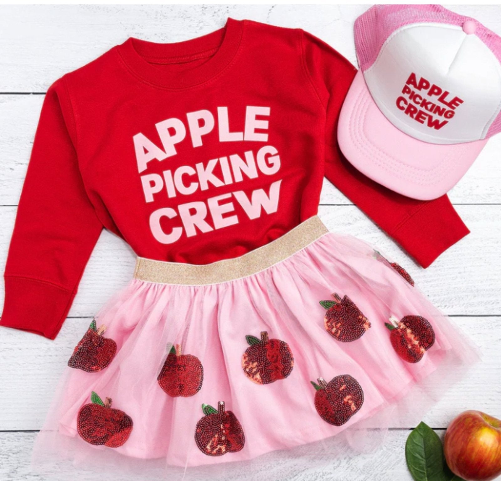 Sweet Wink Red Apple Picking Crew L/S Sweatshirt | HONEYPIEKIDS 