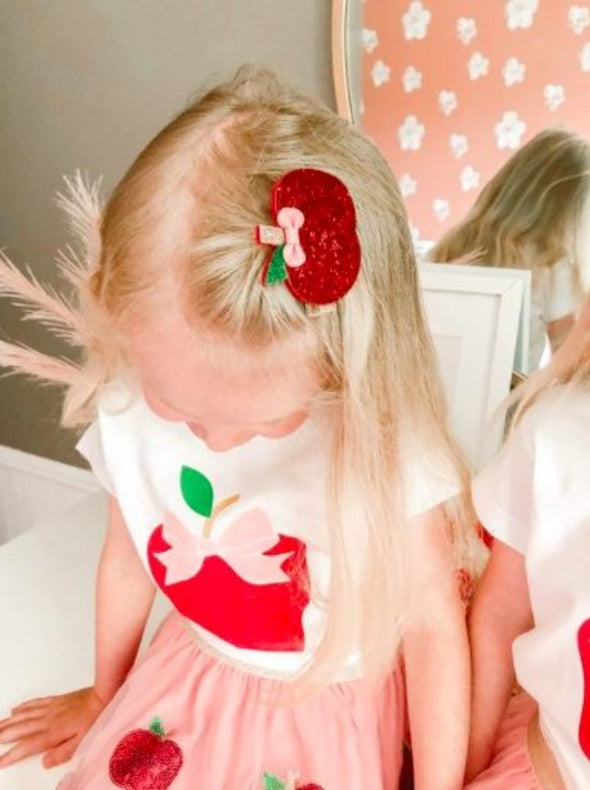 Sweet Wink Sequin Apple Hair Clip | HONEYPIEKIDS | Kids Boutique Clothing