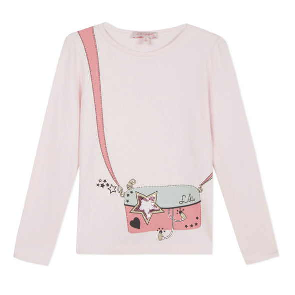 Lili Gaufrette Girls Pink Purse Long Sleeve Shirt | HONEYPIEKIDS | Kids Boutique Clothing