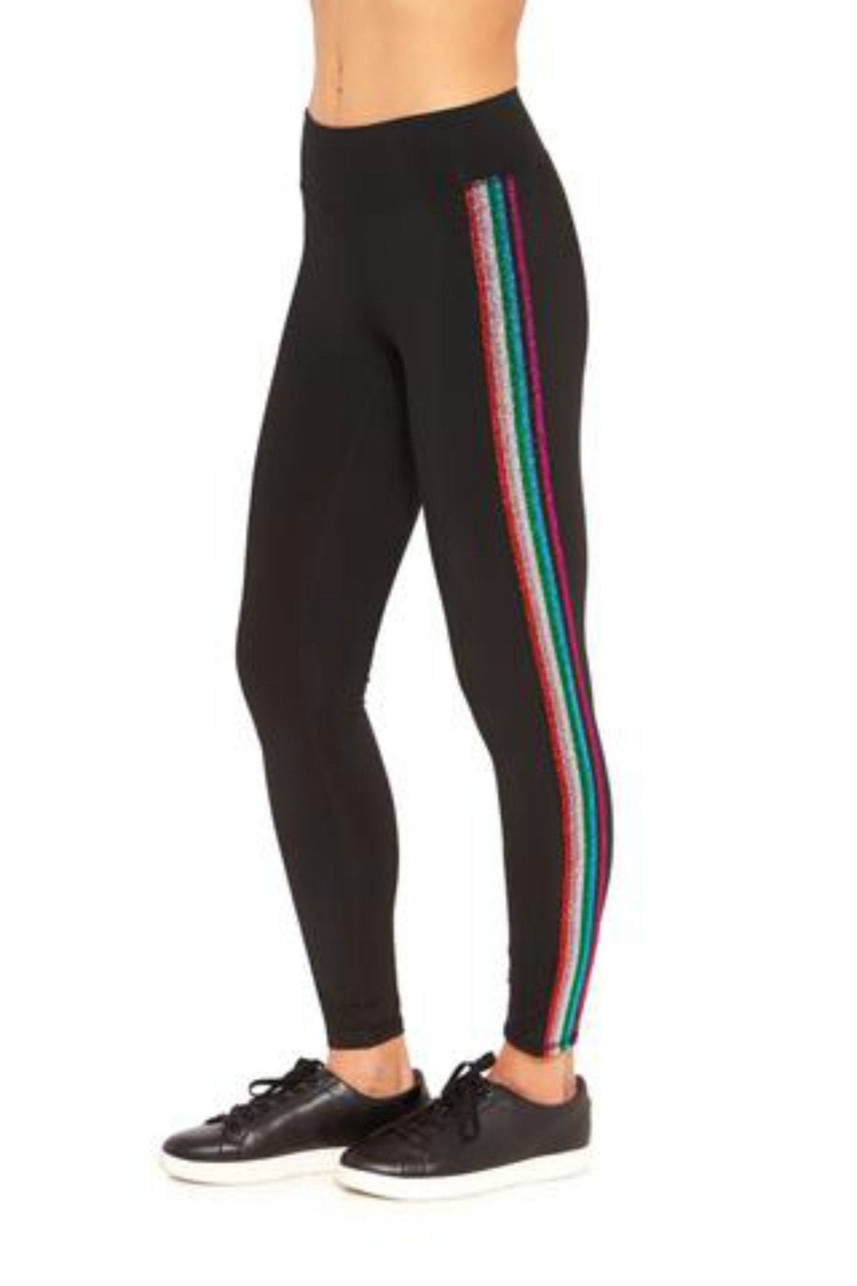 Terez Girls Metallic Rainbow Stripe Leggings | HONEYPIEKIDS 