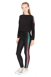 Terez Girls Metallic Rainbow Stripe Leggings | HONEYPIEKIDS 