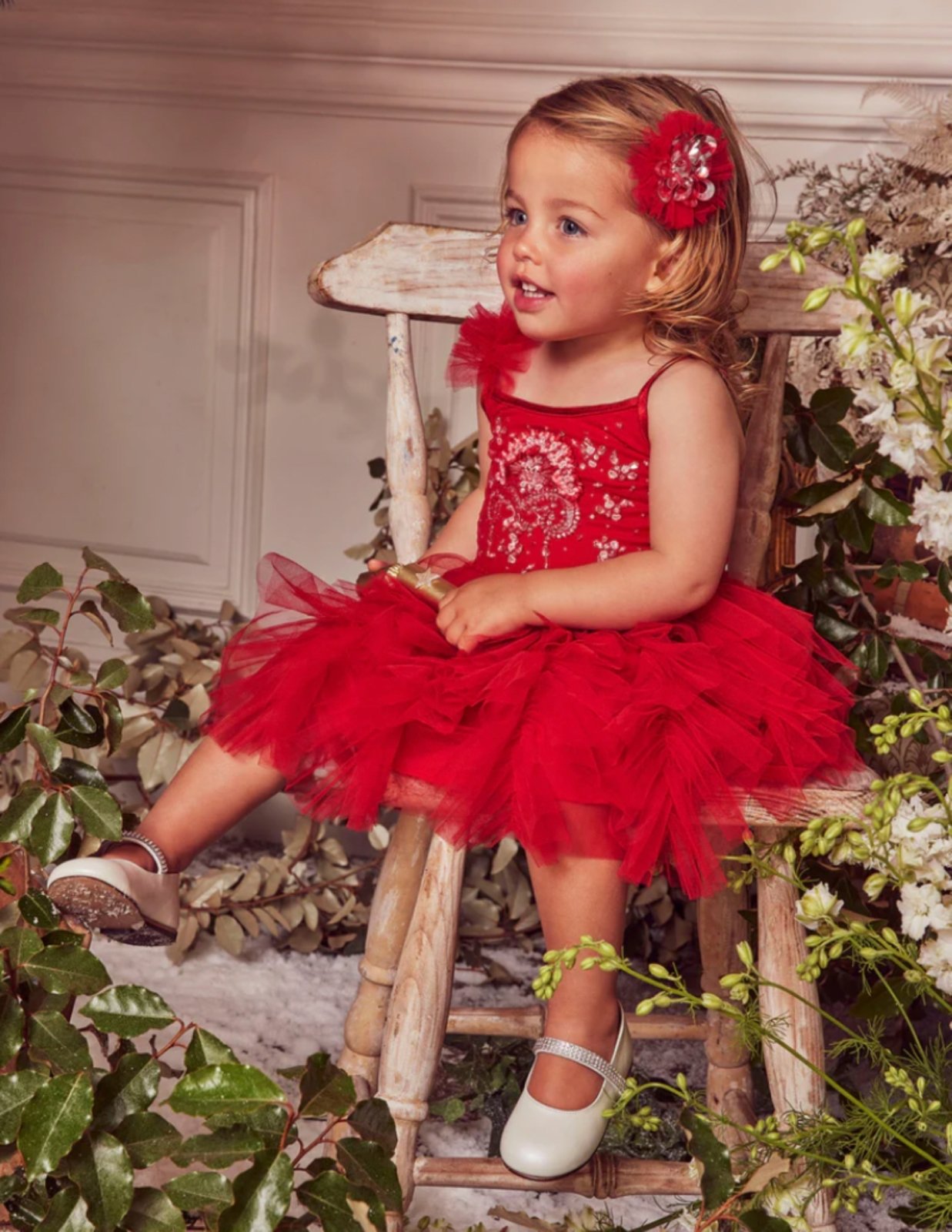 Tutu Du Monde Girls Holiday Red Winter Bloom Hairclip | HONEYPIEKIDS 