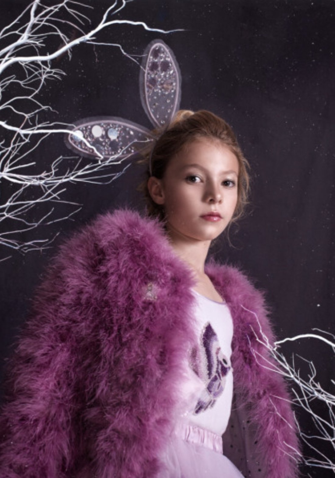 Tutu Du Monde Winters Fire Marabou Jacket In Royal Orchid | HONEYPIEKIDS 