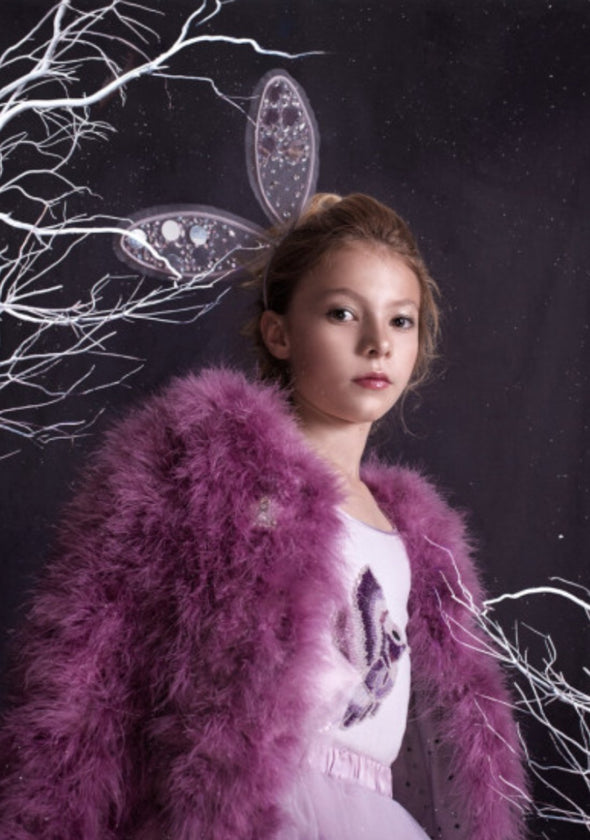 Tutu Du Monde Winters Fire Marabou Jacket In Royal Orchid | HONEYPIEKIDS | Kids Boutique Clothing