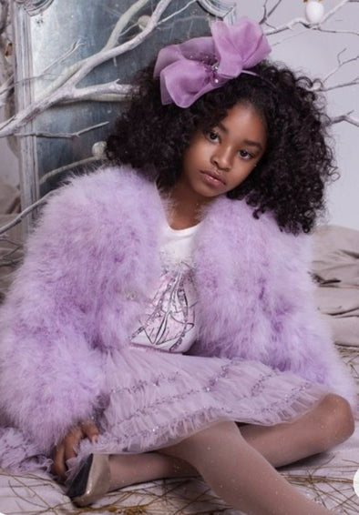Tutu Du Monde WINTER'S FIRE MARABOU JACKET In Violet | HONEYPIEKIDS | Kids Boutique Clothing