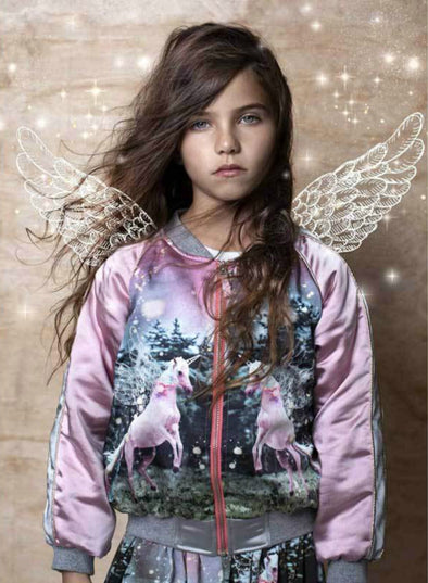 Paper Wings Unicorn Satin Bomber | HONEYPIEKIDS | Kids Boutique Clothing