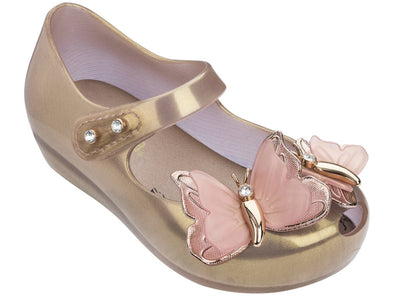 Mini Melissa Ultra Girl Swarovski Special Edition Metallic Pink Butterfly Shoes | HONEYPIEKIDS