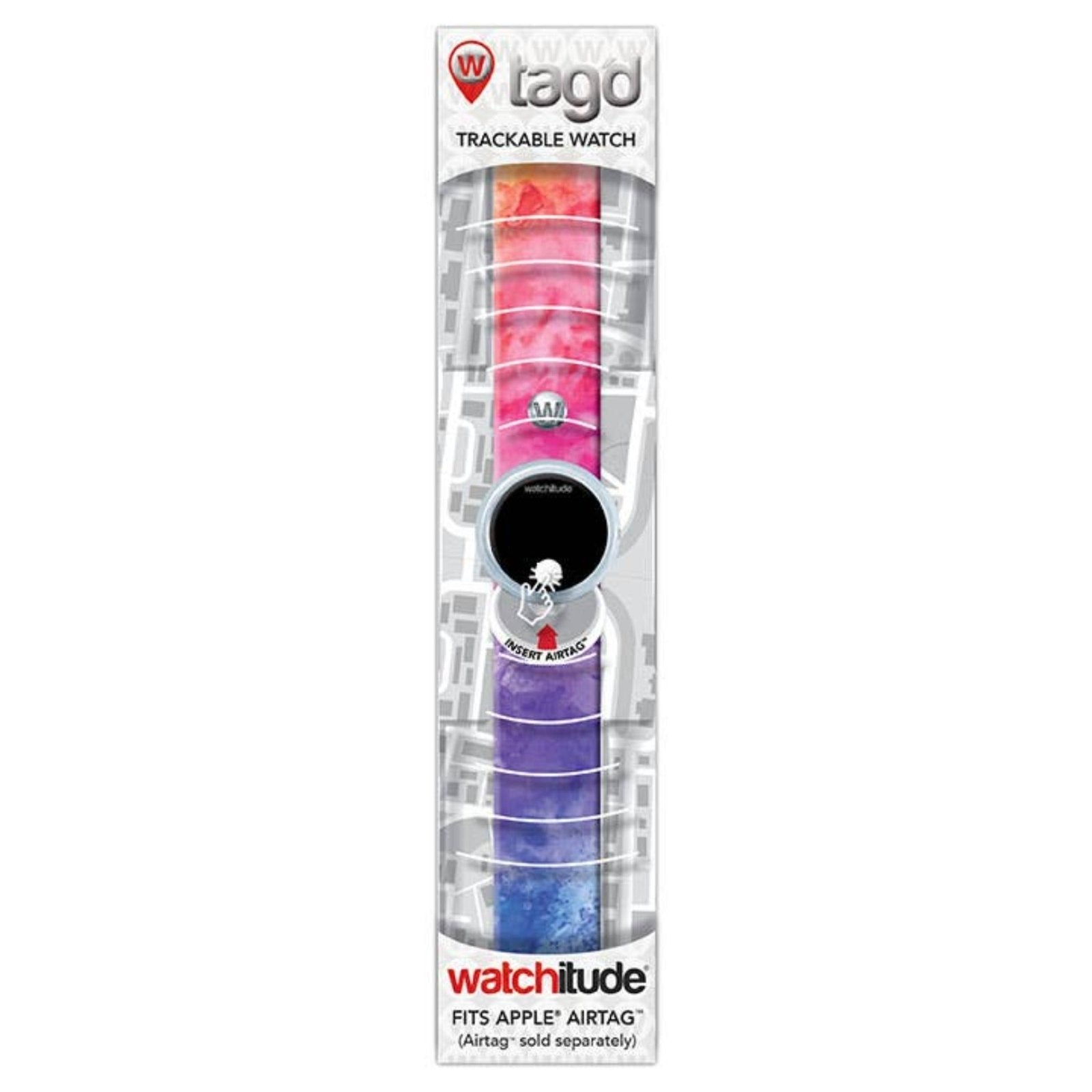 Tag'd Trackable Air Tag Watch - Rainbow Tie Dye | HONEYPIEKIDS 