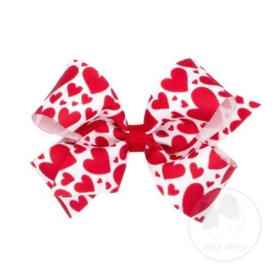 Wee One Girls White and Red Heart King Size Hair Bow | HONEYPIEKIDS | Kids Boutique Clothing