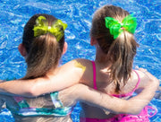 WeeSplash Neon Vinyl KING SIZE Swim Hair Bow - 6 Neon Colors | HONEYPIEKIDS 