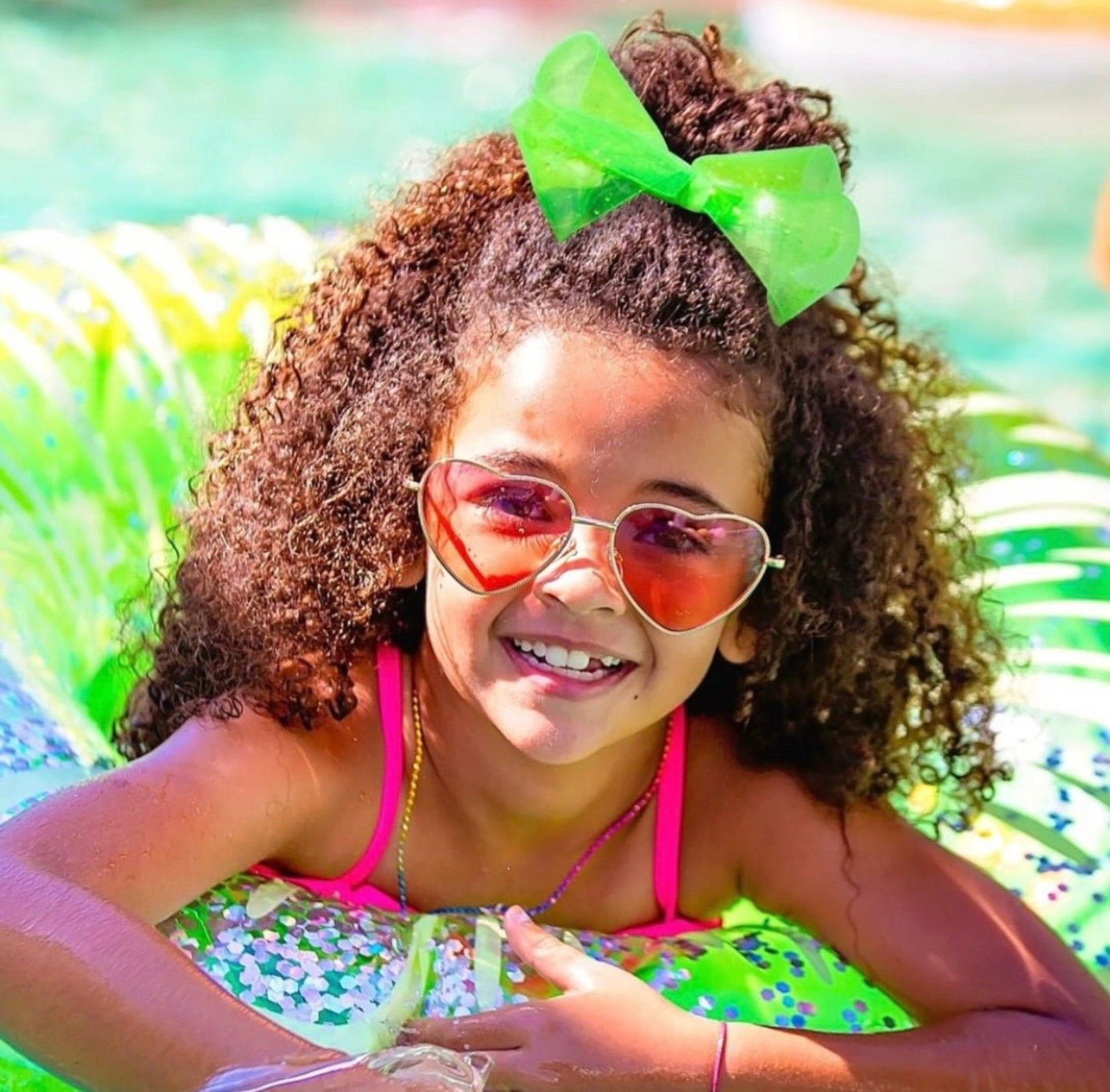 WeeSplash Neon Vinyl KING SIZE Swim Hair Bow - 6 Neon Colors | HONEYPIEKIDS 