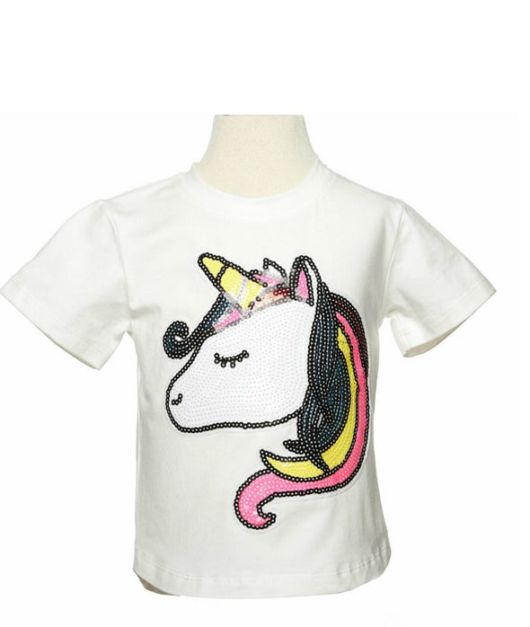 Doe a Dear White Sequin Unicorn Tee | HONEYPIEKIDS | Kids Boutique Clothing