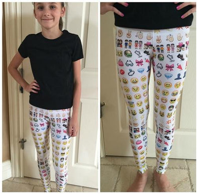 White Emoji Leggings | HONEYPIEKIDS | Kids Boutique Clothing