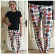 WHITE BOTTLE CAP PRINTED LEGGINGS | HONEYPIEKIDS 
