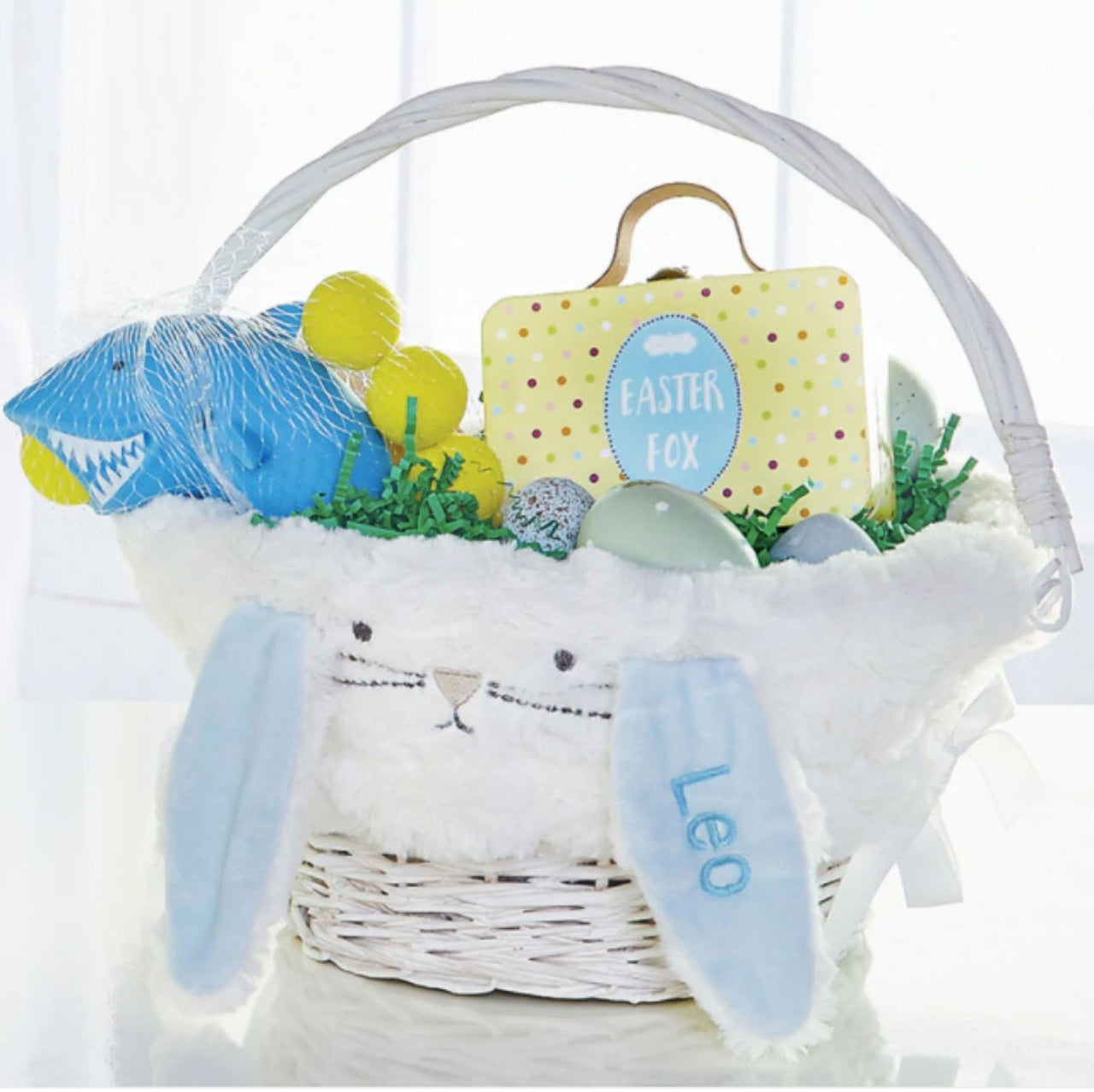 White Wicker Plush Minky Lined Bunny Ears Easter Basket -  2 color Choices | HONEYPIEKIDS 