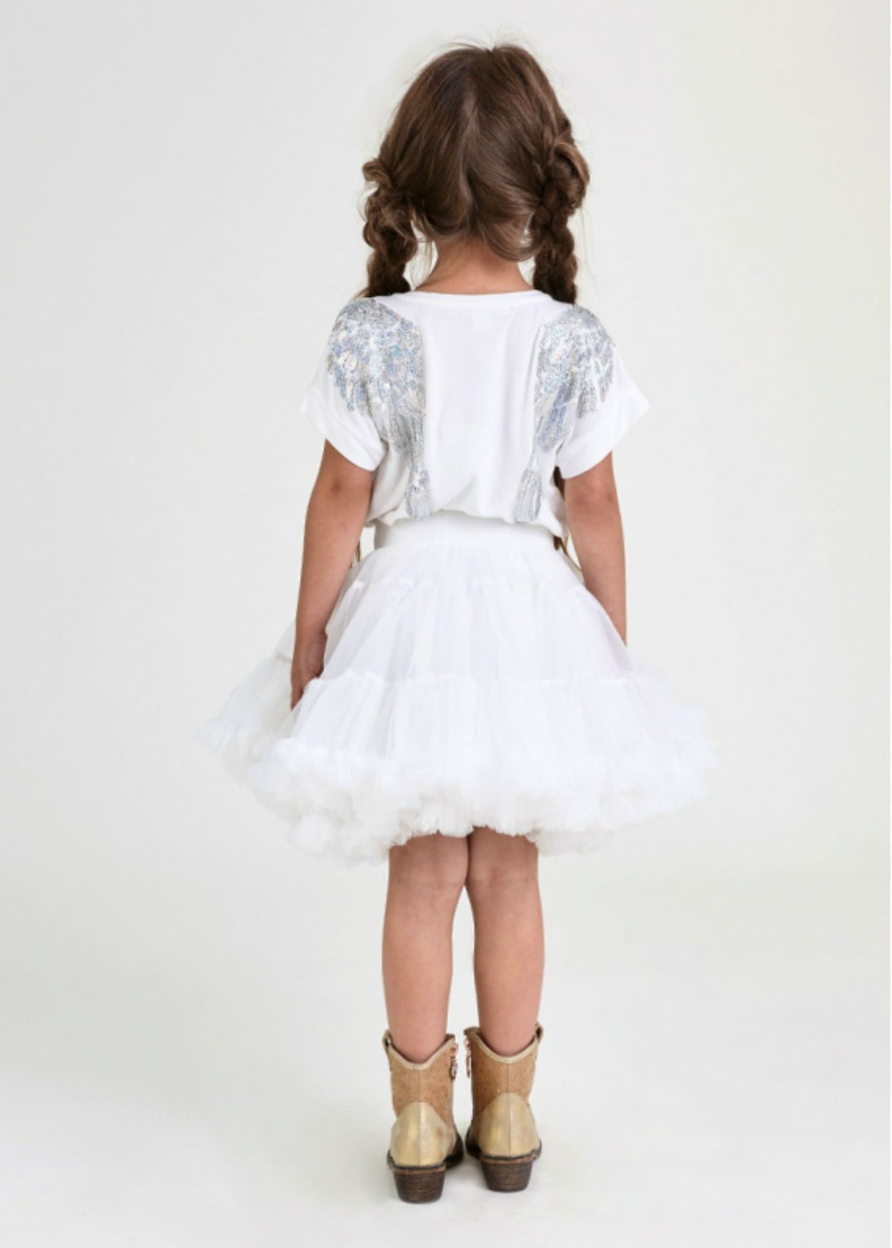 Angel's Face Short Sleeve Slouch Wings Top in Snow Drop White | HONEYPIEKIDS 