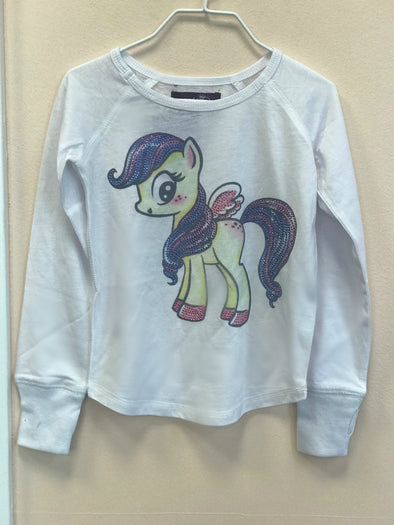 Girls Pony Long Sleeve White Shirt | HONEYPIEKIDS | Kids Boutique Clothing